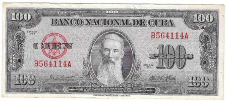 Kuba 100 Pesos 1954 stav F (B564114A)	